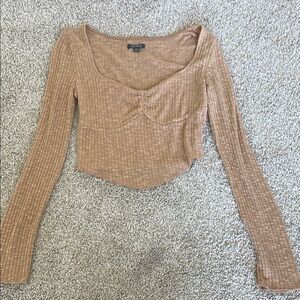 Wild Fable Women's Tan Ribbed Long Sleeve Top